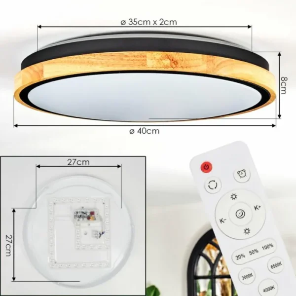 hofstein Coentral Plafonnier, Panel LED Blanc, 1 lumière, Télécommandes* Lampes Modernes