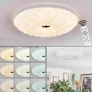 hofstein Cyran Plafonnier LED Blanc, 1 lumière, Télécommandes* Lampes Modernes