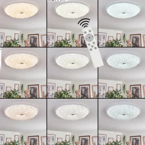 hofstein Cyran Plafonnier LED Blanc, 1 lumière, Télécommandes* Lampes Modernes