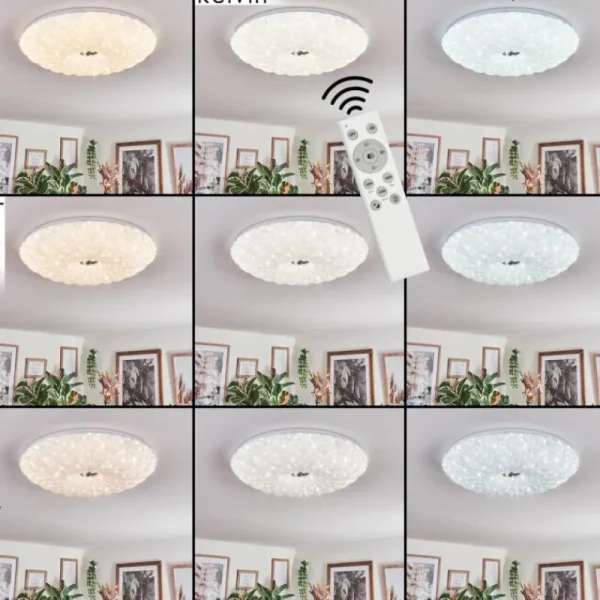 hofstein Cyran Plafonnier LED Blanc, 1 lumière, Télécommandes* Lampes Modernes