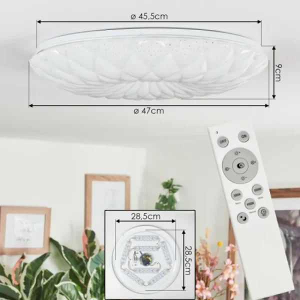 hofstein Cyran Plafonnier LED Blanc, 1 lumière, Télécommandes* Lampes Modernes