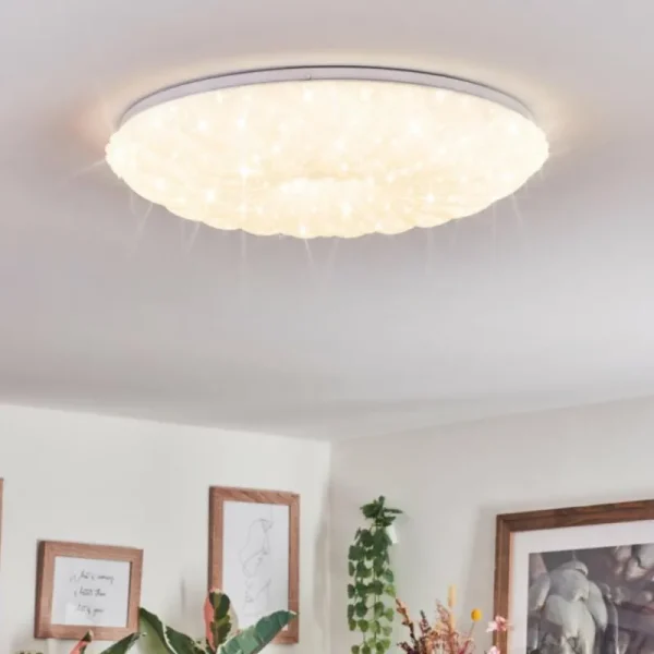 hofstein Cyran Plafonnier LED Blanc, 1 lumière, Télécommandes* Lampes Modernes