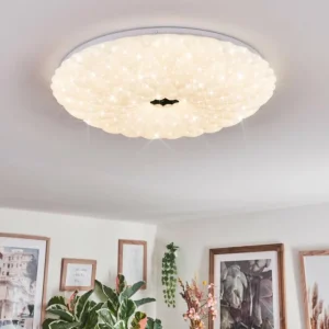 hofstein Cyran Plafonnier LED Blanc, 1 lumière, Télécommandes* Lampes Modernes