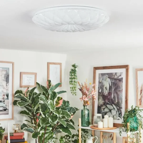 hofstein Cyran Plafonnier LED Blanc, 1 lumière, Télécommandes* Lampes Modernes