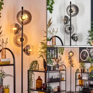 hofstein Dagan Lampadaire Clair, Fumé, 4 lumières* Lampes Modernes