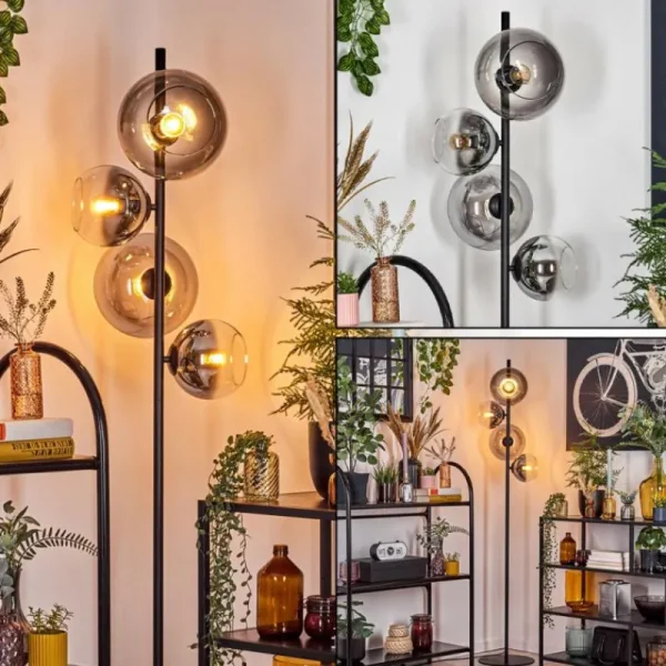 hofstein Dagan Lampadaire Clair, Fumé, 4 lumières* Lampes Modernes
