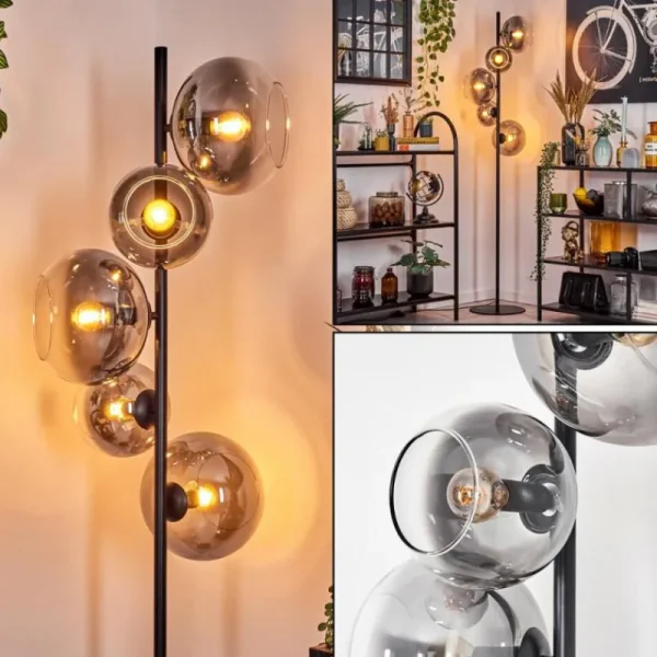 hofstein Dagan Lampadaire Clair, Fumé, 5 lumières* Lampes Modernes