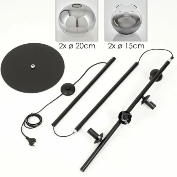 hofstein Dagan Lampadaire Clair, Fumé, 4 lumières* Lampes Modernes