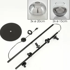 hofstein Dagan Lampadaire Clair, Fumé, 5 lumières* Lampes Modernes