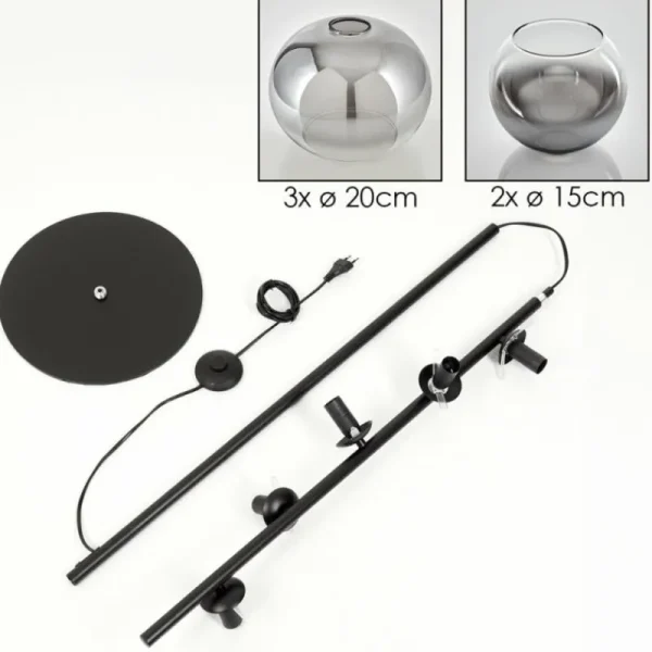 hofstein Dagan Lampadaire Clair, Fumé, 5 lumières* Lampes Modernes