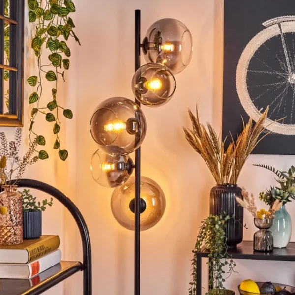 hofstein Dagan Lampadaire Clair, Fumé, 5 lumières* Lampes Modernes
