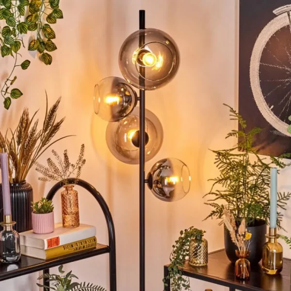 hofstein Dagan Lampadaire Clair, Fumé, 4 lumières* Lampes Modernes
