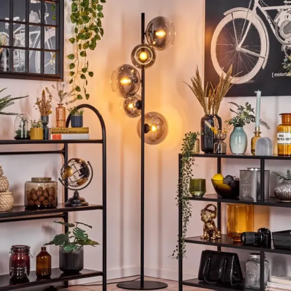 hofstein Dagan Lampadaire Clair, Fumé, 5 lumières* Lampes Modernes