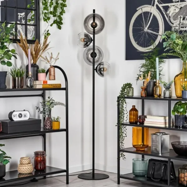 hofstein Dagan Lampadaire Clair, Fumé, 4 lumières* Lampes Modernes