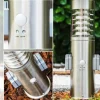 hofstein Dakar Borne lumineuse, Lampadaire Acier inoxydable, 1 lumière, Détecteur de mouvement* Lampes Modernes