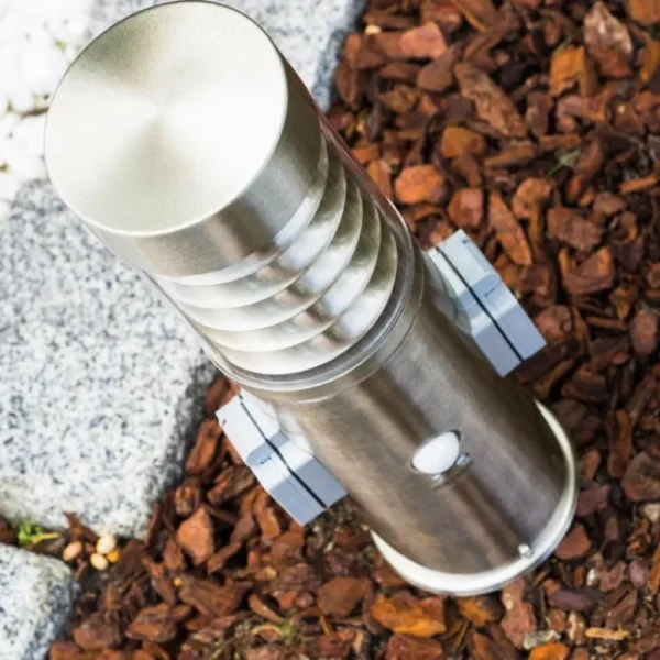 hofstein Dakar Borne lumineuse, Lampadaire Acier inoxydable, 1 lumière, Détecteur de mouvement* Lampes Modernes
