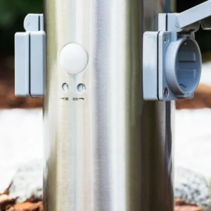 hofstein Dakar Borne lumineuse, Lampadaire Acier inoxydable, 1 lumière, Détecteur de mouvement* Lampes Modernes