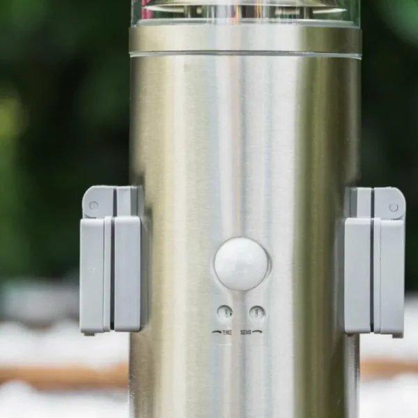 hofstein Dakar Borne lumineuse, Lampadaire Acier inoxydable, 1 lumière, Détecteur de mouvement* Lampes Modernes