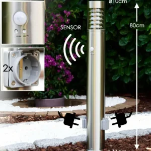 hofstein Dakar Eclairage de chemin Acier inoxydable, 1 lumière, Détecteur de mouvement* Lampes Modernes