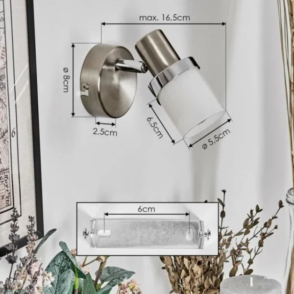 hofstein Davor Applique murale, Spot mural Chrome, Nickel mat, 1 lumière* Lampes En Verre