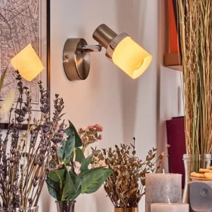 hofstein Davor Applique murale, Spot mural Chrome, Nickel mat, 1 lumière* Lampes En Verre
