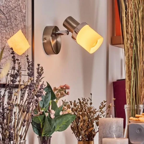 hofstein Davor Applique murale, Spot mural Chrome, Nickel mat, 1 lumière* Lampes En Verre