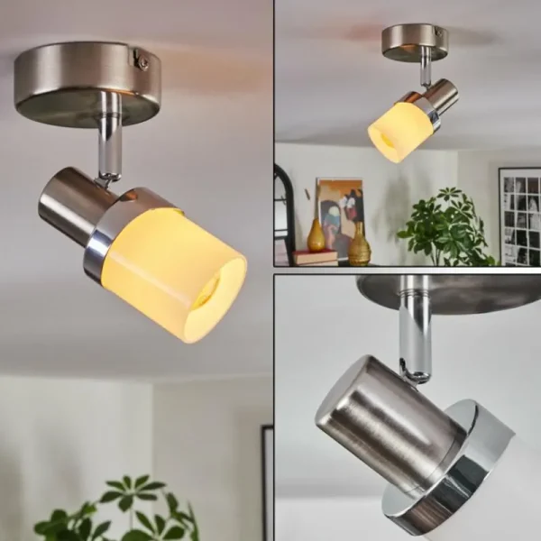 hofstein Davor Plafonnier, Spot de plafond Chrome, Nickel mat, 1 lumière* Lampes En Verre