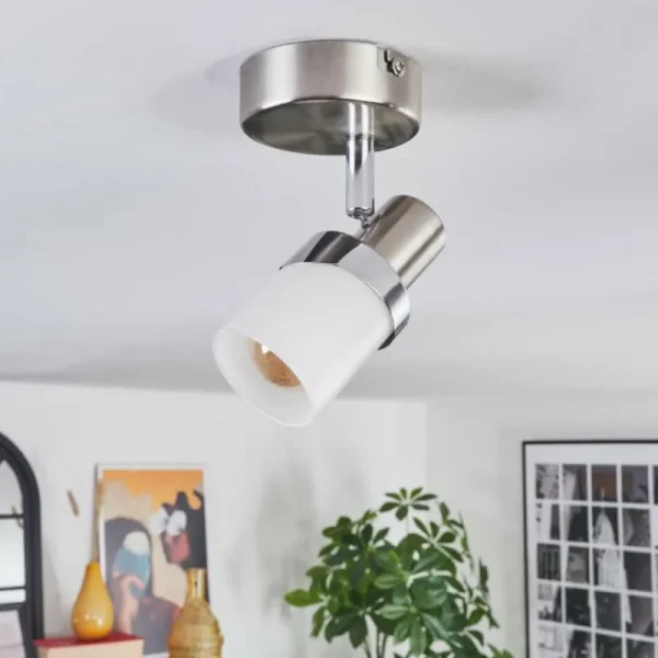 hofstein Davor Plafonnier, Spot de plafond Chrome, Nickel mat, 1 lumière* Lampes En Verre