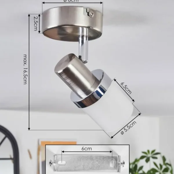 hofstein Davor Plafonnier, Spot de plafond Chrome, Nickel mat, 1 lumière* Lampes En Verre