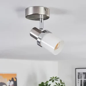 hofstein Davor Plafonnier, Spot de plafond Chrome, Nickel mat, 1 lumière* Lampes En Verre