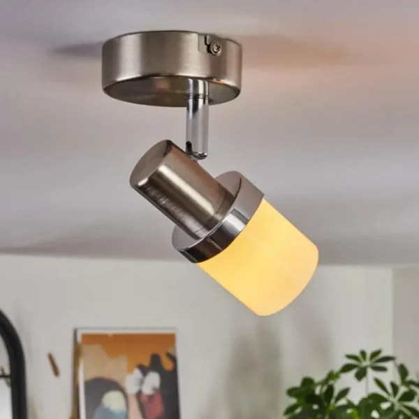hofstein Davor Plafonnier, Spot de plafond Chrome, Nickel mat, 1 lumière* Lampes En Verre