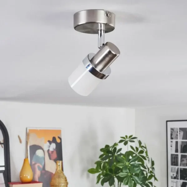 hofstein Davor Plafonnier, Spot de plafond Chrome, Nickel mat, 1 lumière* Lampes En Verre