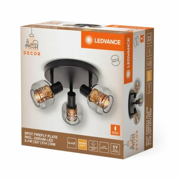 Luminaires Ledvance DECOR Applique murale / Plafonnier Noir, 3 lumières* Lampes En Verre