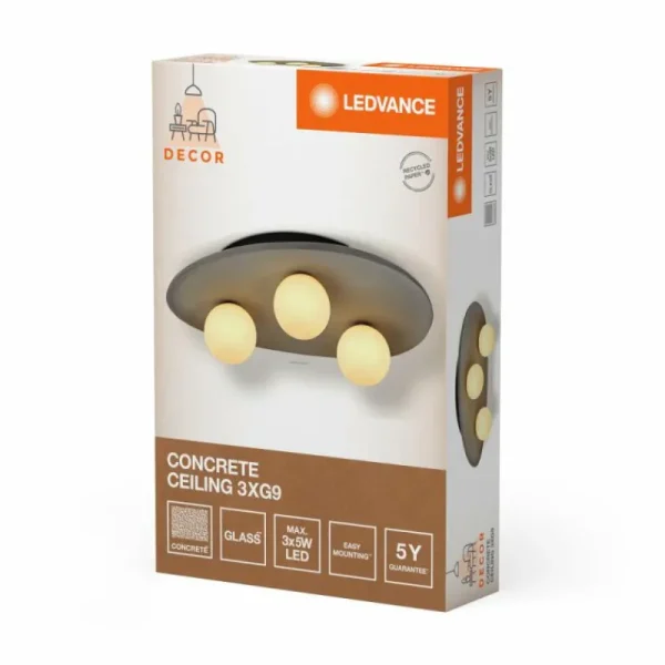 Luminaires Ledvance DECOR Applique murale / Plafonnier Gris, 3 lumières* Lampes En Verre