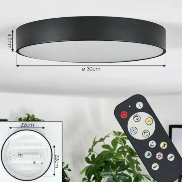 hofstein Diagonal Plafonnier LED Noir, 1 lumière, Télécommandes* Lampes Modernes