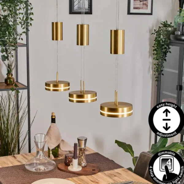 hofstein Dingersjo Suspension, Suspension LED Laiton, 3 lumières* Lampes Modernes
