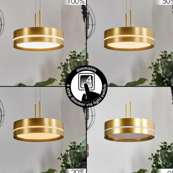 hofstein Dingersjo Suspension, Suspension LED Laiton, 3 lumières* Lampes Modernes