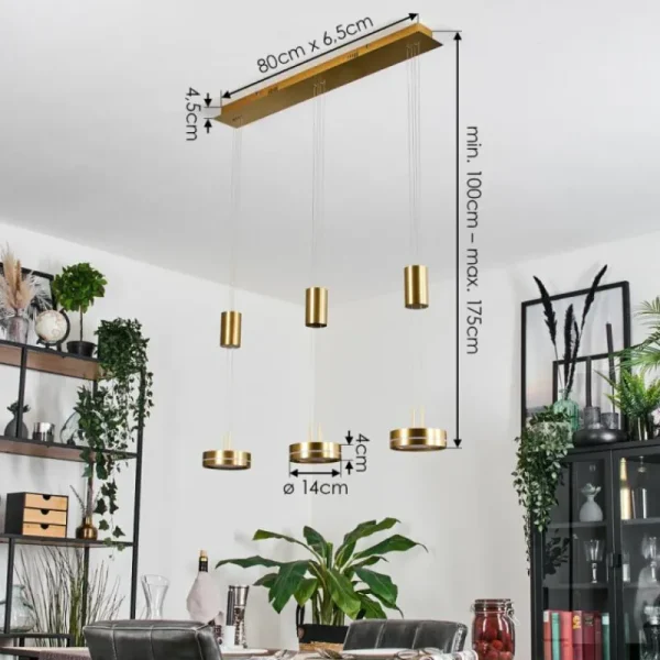 hofstein Dingersjo Suspension, Suspension LED Laiton, 3 lumières* Lampes Modernes