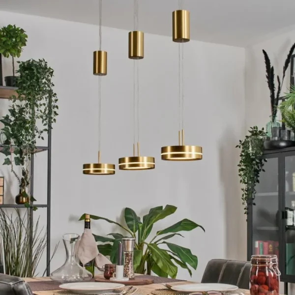 hofstein Dingersjo Suspension, Suspension LED Laiton, 3 lumières* Lampes Modernes