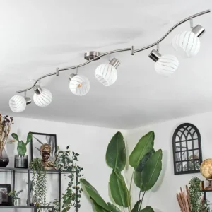 hofstein Dysted Plafonnier, Boule lumineuse Nickel mat, 6 lumières* Lampes En Verre
