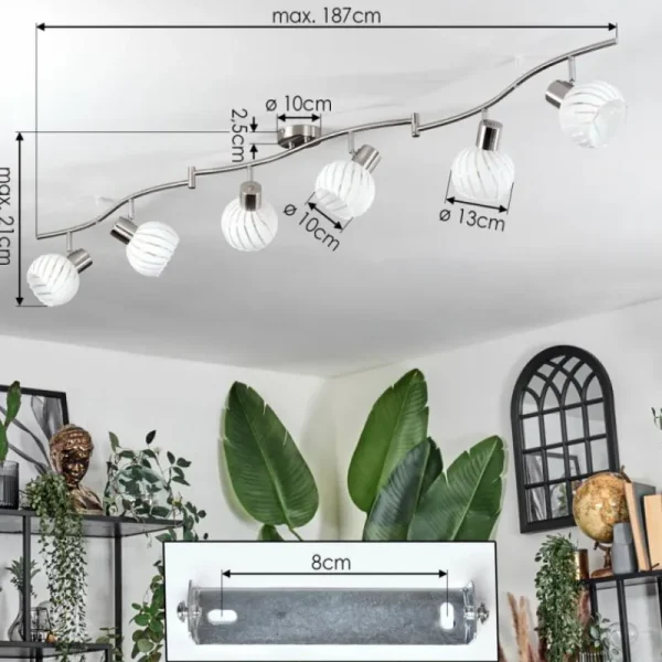 hofstein Dysted Plafonnier, Boule lumineuse Nickel mat, 6 lumières* Lampes En Verre