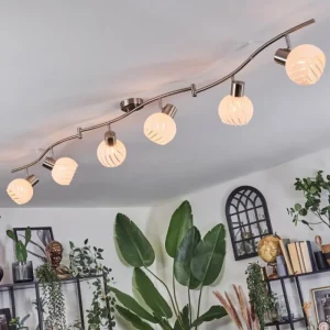 hofstein Dysted Plafonnier, Boule lumineuse Nickel mat, 6 lumières* Lampes En Verre