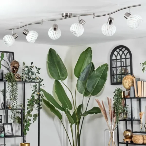 hofstein Dysted Plafonnier, Boule lumineuse Nickel mat, 6 lumières* Lampes En Verre