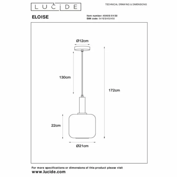 Luminaires Lucide ELOISE Suspension Noir, 1 lumière* Lampes En Verre