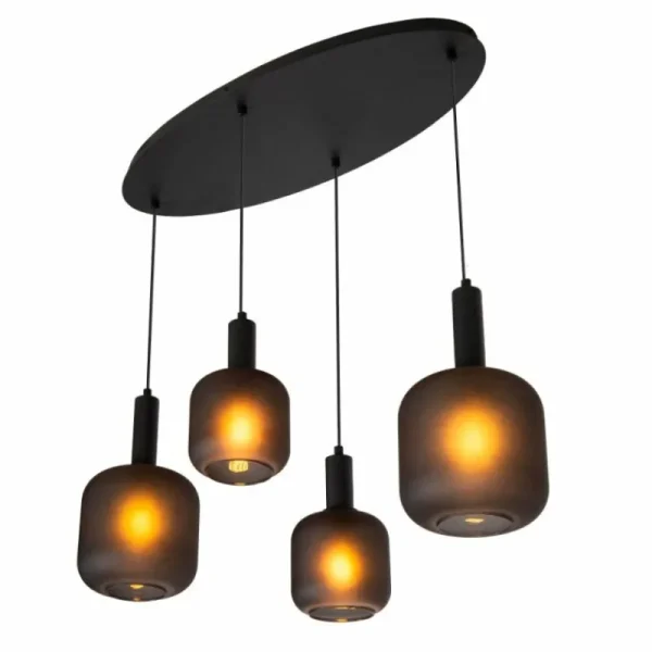 Luminaires Lucide ELOISE Suspension Noir, 4 lumières* Lampes En Verre