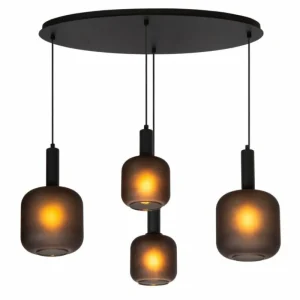 Luminaires Lucide ELOISE Suspension Noir, 4 lumières* Lampes En Verre