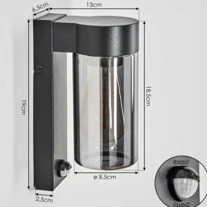 hofstein Encoberta Luminaire extérieur, Lampe murale d´extérieur Noir, 1 lumière, Détecteur de mouvement* Lampes Modernes