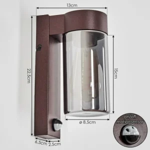hofstein Encoberta Luminaire extérieur, Lampe murale d´extérieur Rouille, 1 lumière, Détecteur de mouvement* Lampes Modernes