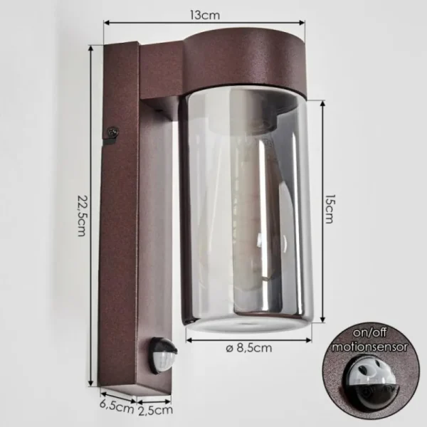 hofstein Encoberta Luminaire extérieur, Lampe murale d´extérieur Rouille, 1 lumière, Détecteur de mouvement* Lampes Modernes