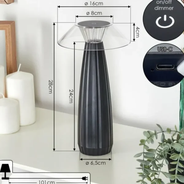 hofstein Eryla Lampe de bureau, Lampe à poser LED Noir, 1 lumière* Lampes Modernes